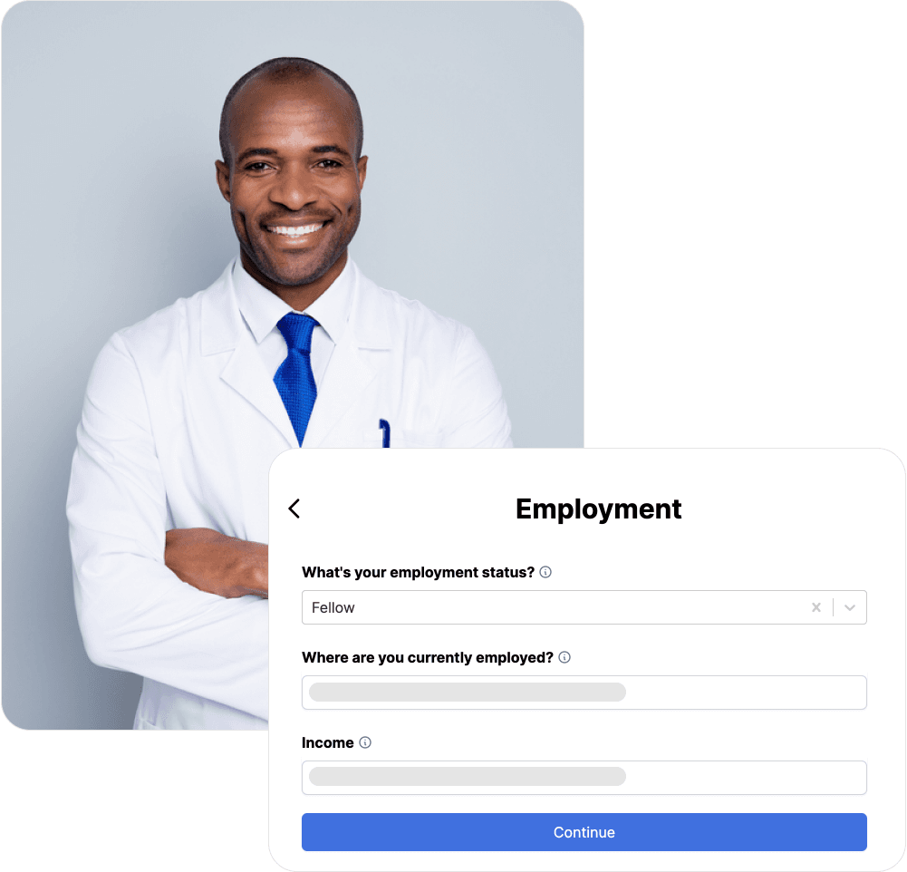 screenshot of the employment section of the form